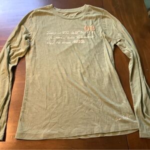 Olive Long Sleeve Tee with Inspirational Text